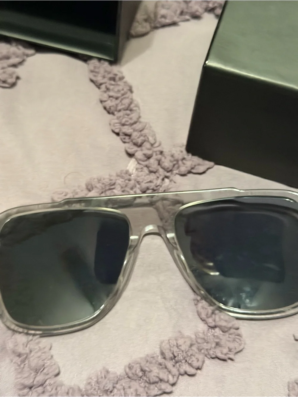 Versace Men’s Clear and Gold Pilot Sunglasses